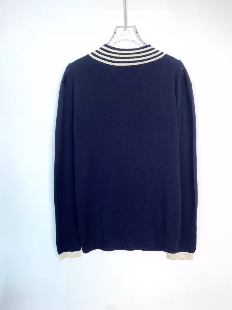 Gucci Gucci Little bee embroidered V-neck striped trim knitted sw Size US M / EU 48-50 / 2 - 2 Thumbnail