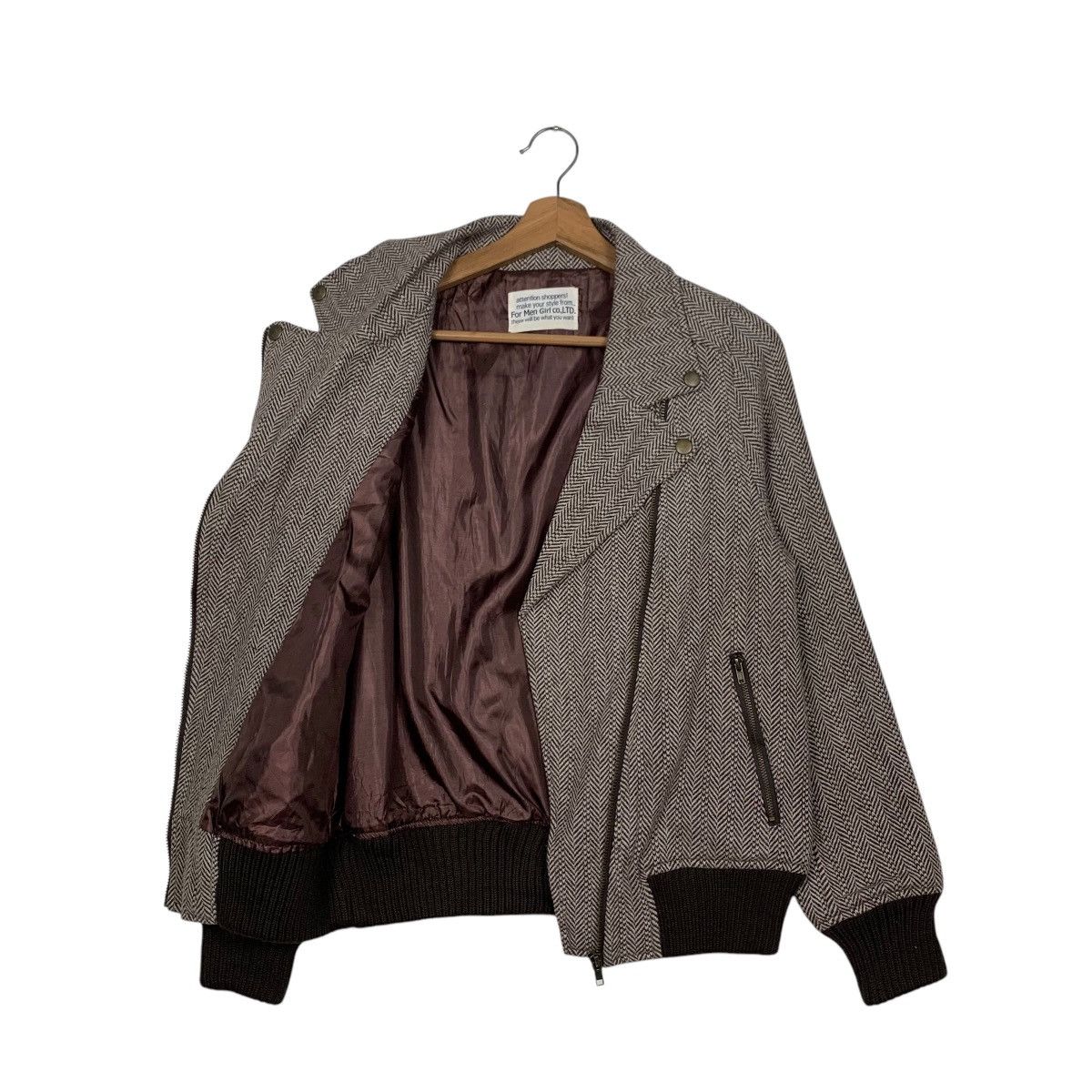 Japanese Brand FOR MEN GIRL Herringbone Double Collar Jacket #2452-C110 Size M / US 6-8 / IT 42-44 - 9 Thumbnail