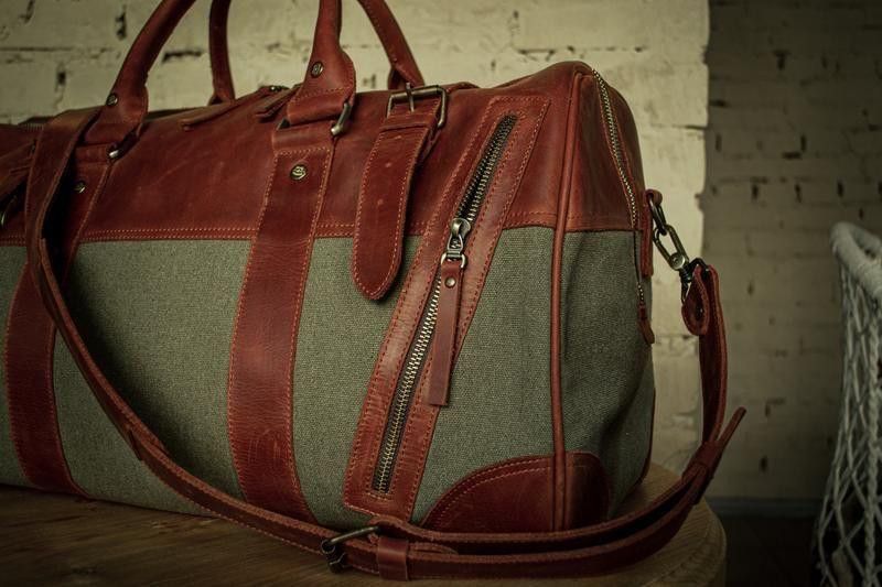 Handmade Genuine leather and thick canvas. Leather Weekender Size ONE SIZE - 6 Thumbnail
