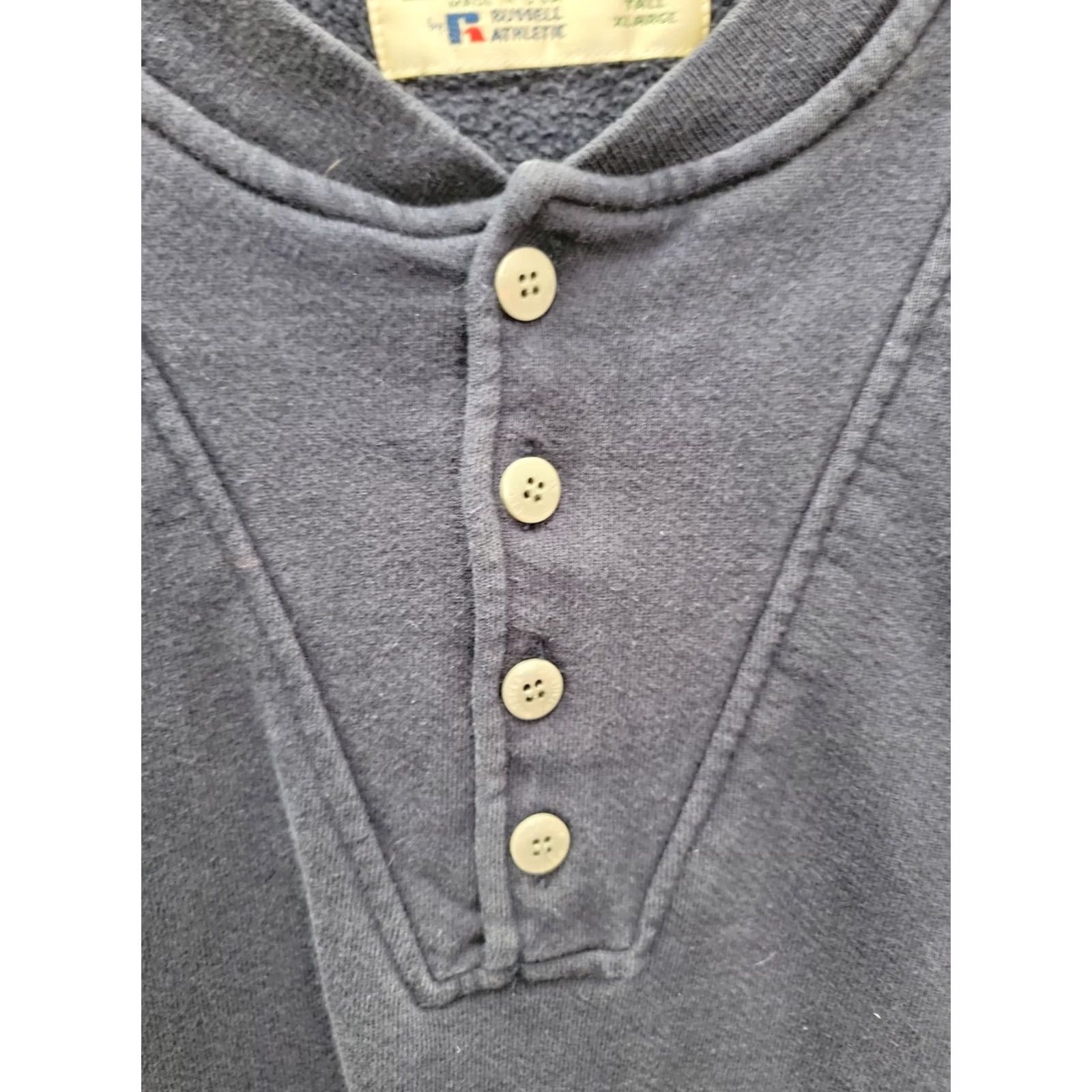 Vintage VINTAGE L.L. Bean by Russell Athletic Men’s Tall XL Blue Henley Sweatshirt USA Shirt Mens XL Blue Henley 90s Size US L / EU 52-54 / 3 - 3 Thumbnail