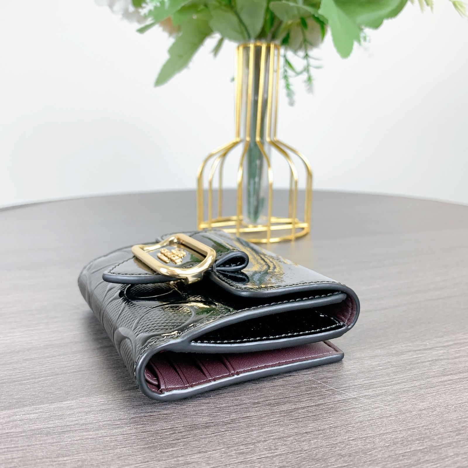 Coach Coach CV416 Small Morgan Wallet In Leather IN BLACK Size ONE SIZE - 2 Thumbnail