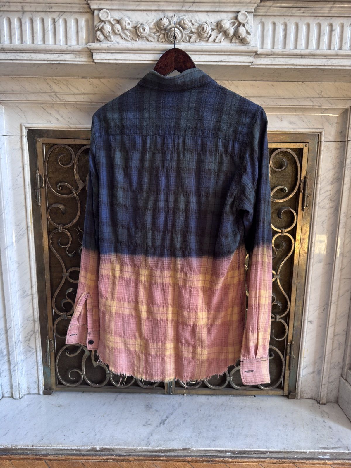 Saint Laurent Paris SS16 Bleached Distressed Flannel in Blue & Orange Size US XS / EU 42 / 0 - 2 Thumbnail