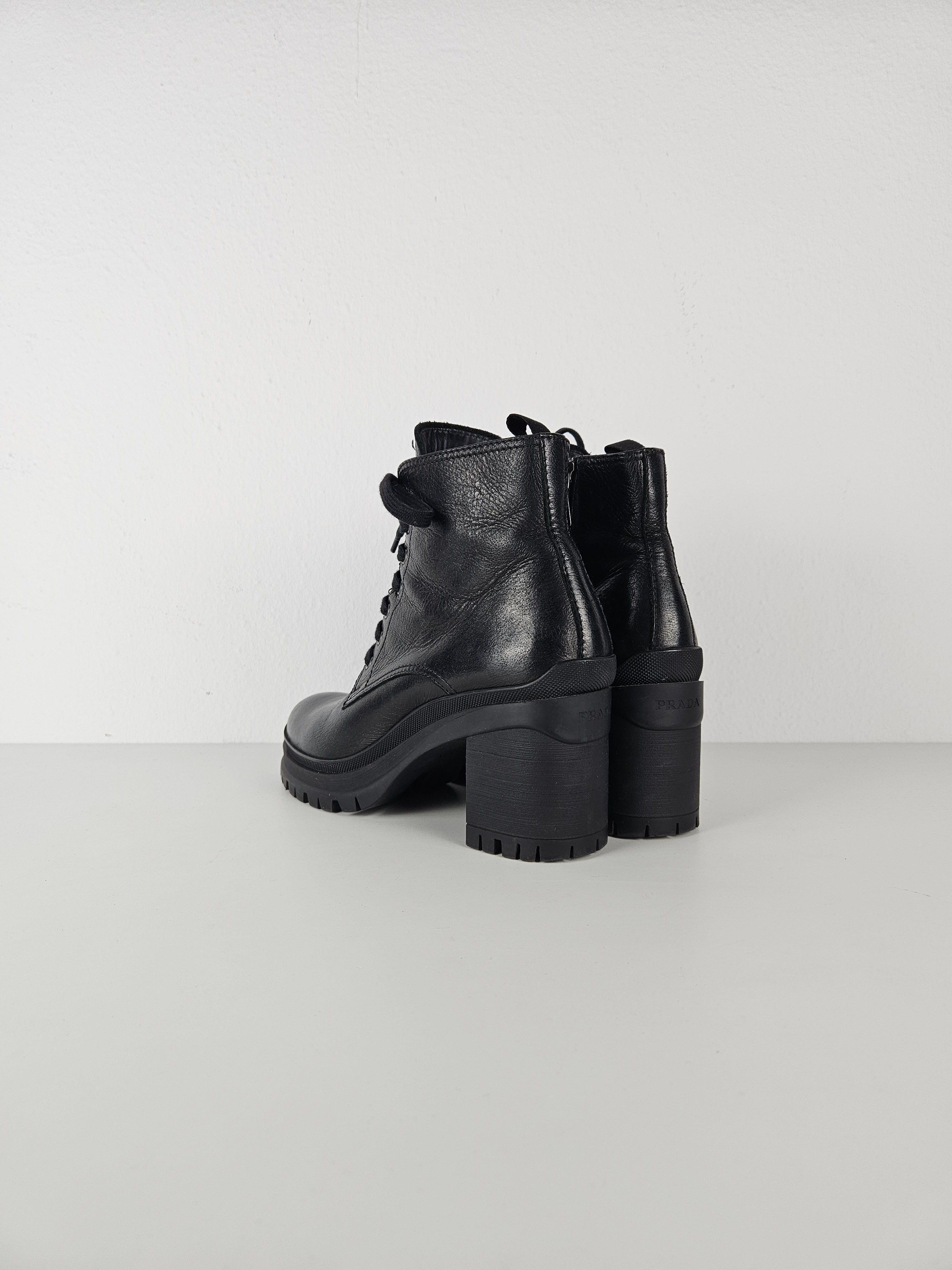 Prada Prada lace up block heel notched sole ankle boots Size US 8.5 / IT 38.5 - 8 Thumbnail