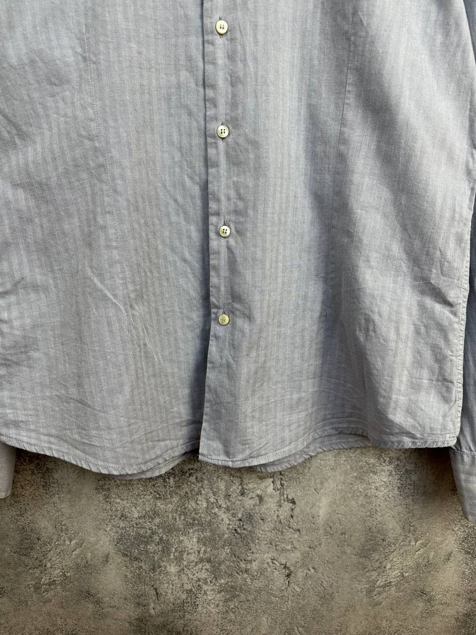 Romeo Gigli Romeo Gigli Milano Slim Fit Button-Up Shirt Light Gray/Blue Size US XL / EU 56 / 4 - 7 Thumbnail