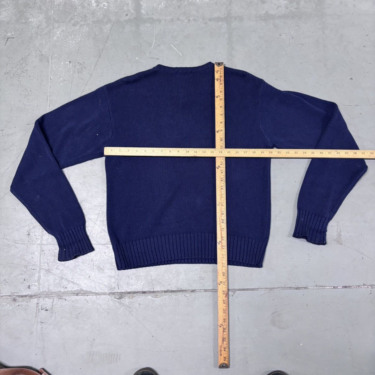 Polo Ralph Lauren × Vintage Vintage 90s Navy baggy crop fit Polo Ralph Lauren knit Size US L / EU 52-54 / 3 - 5 Thumbnail