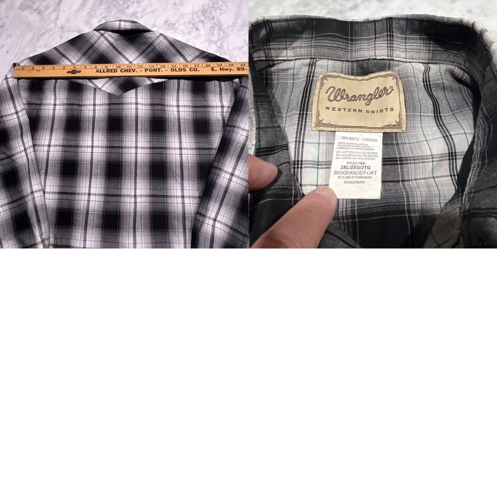 Wrangler VINTAGE Wrangler Western Shirt Men’s 2XL Black Plaid Pearl Snap Button-Up Long Sleeve with Pockets Size US XXL / EU 58 / 5 - 8 Thumbnail