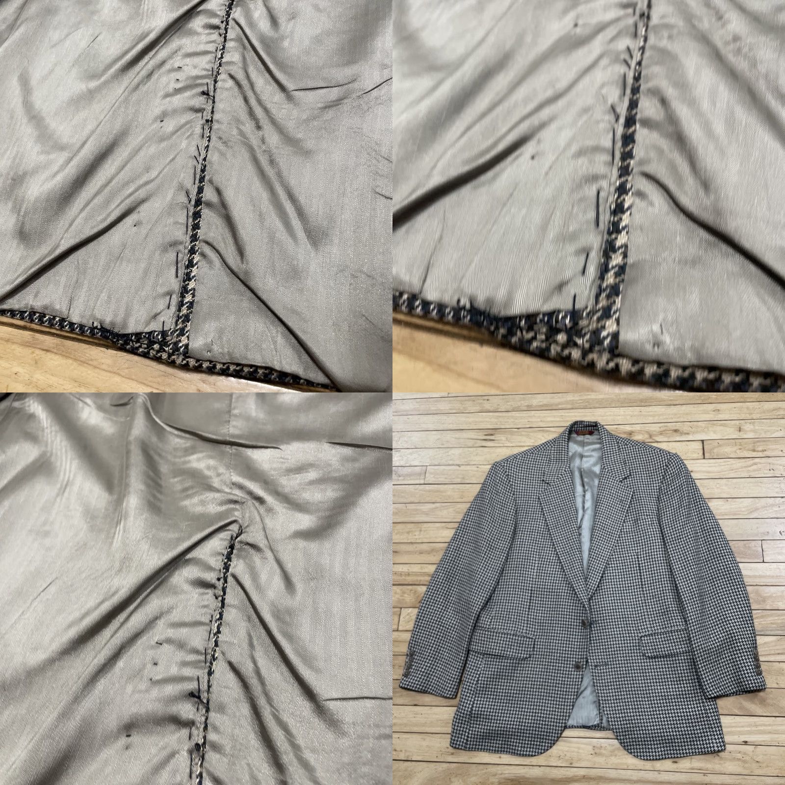 Vintage VINTAGE Corbin Jacket 42R Gray Houndstooth Wool Sport Coat Blazer - Single-Breasted, Two-Button, Lined, USA, 2 Piece, Regular Fit, Men Size 42R - 10 Thumbnail