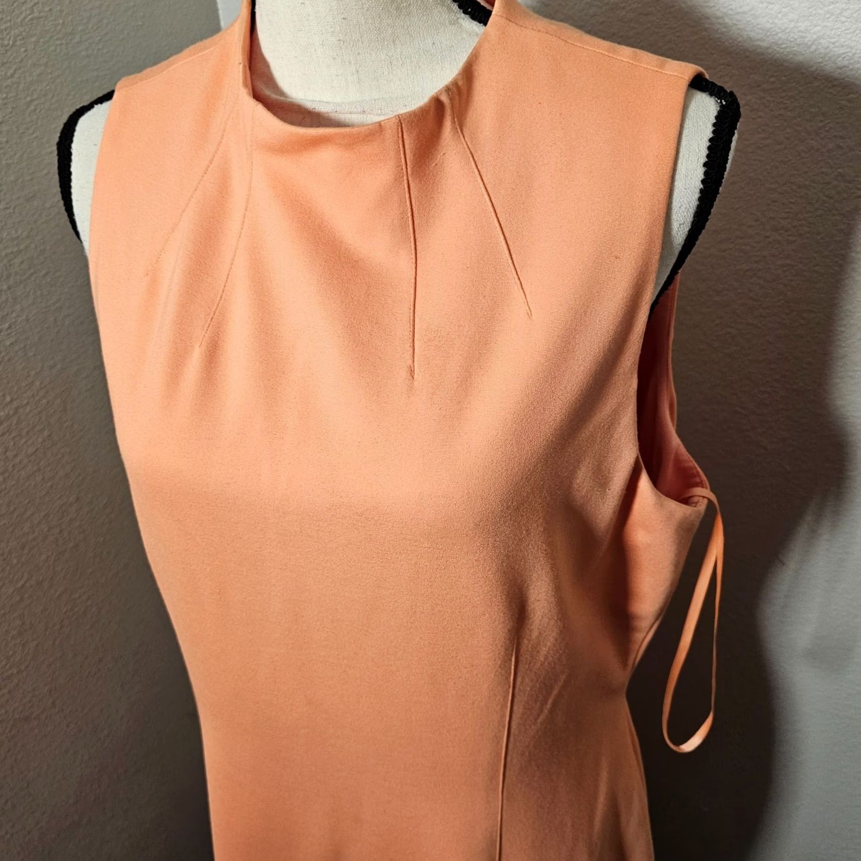 Vintage VINTAGE Antonio Melani Dress Women’s 14 Sleeveless Sheath Orange Coral Zipper Knee Length Pink Round Neck Ladies Size XL / US 12-14 / IT 48-50 - 2 Thumbnail