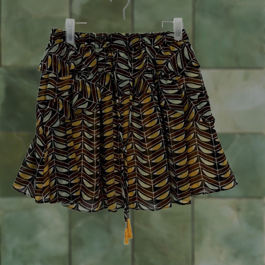 Scotch & Soda Scotch & Soda Mini Skirt Women’s XS Rust Black Gold Ruffled Tassel Cotton W217 Size 26" / US 2 / IT 38 - 1 Thumbnail