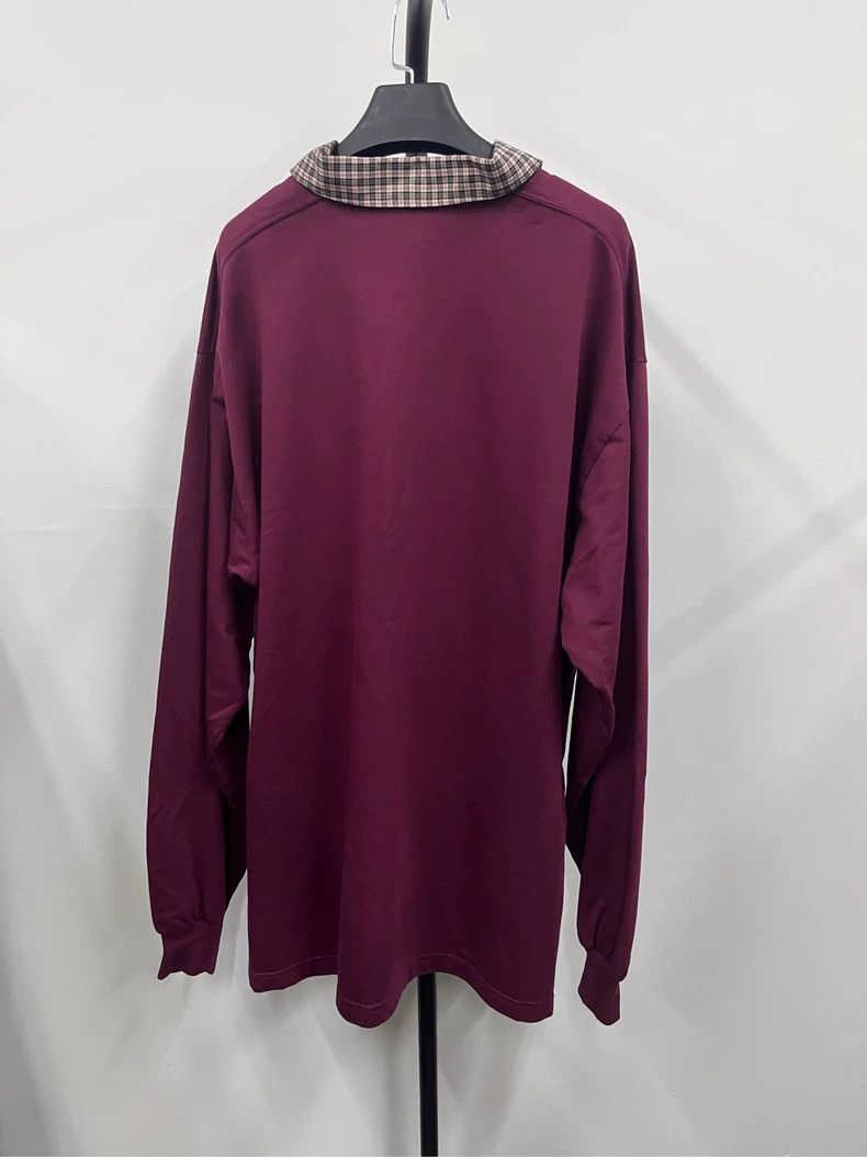 Balenciaga Balenciaga Wine Red Plaid Collar Polo Long Sleeve Size US S / EU 44-46 / 1 - 2 Thumbnail