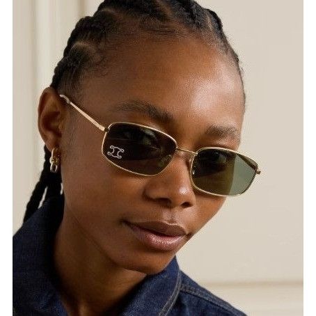 NEW CL40285U 30N CELINE SUNGLASSES SQUARE GOLD GREEN EYEWEAR