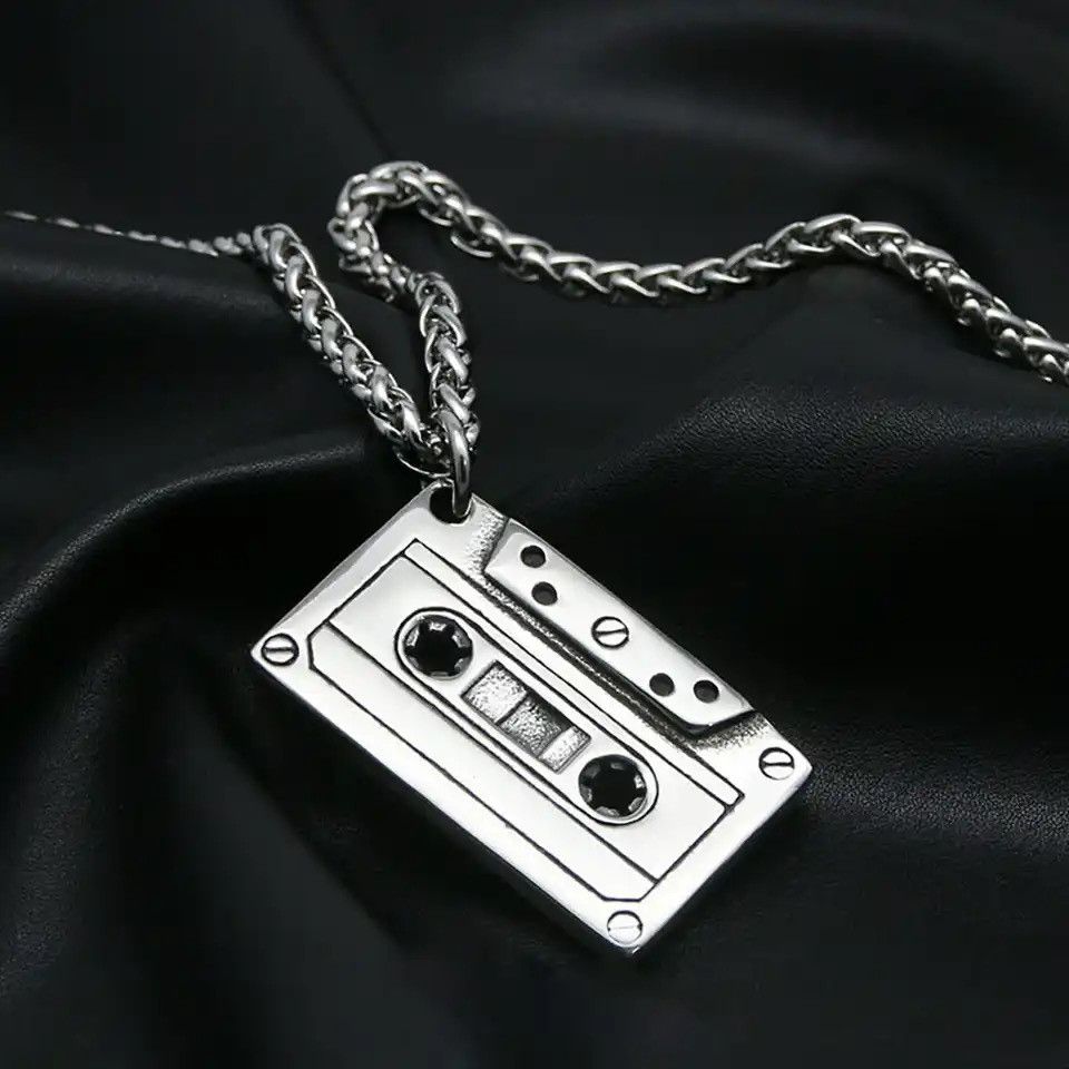 Jewelry Cassette Chain Nightclub Rock Necklaces Size ONE SIZE - 1 Thumbnail