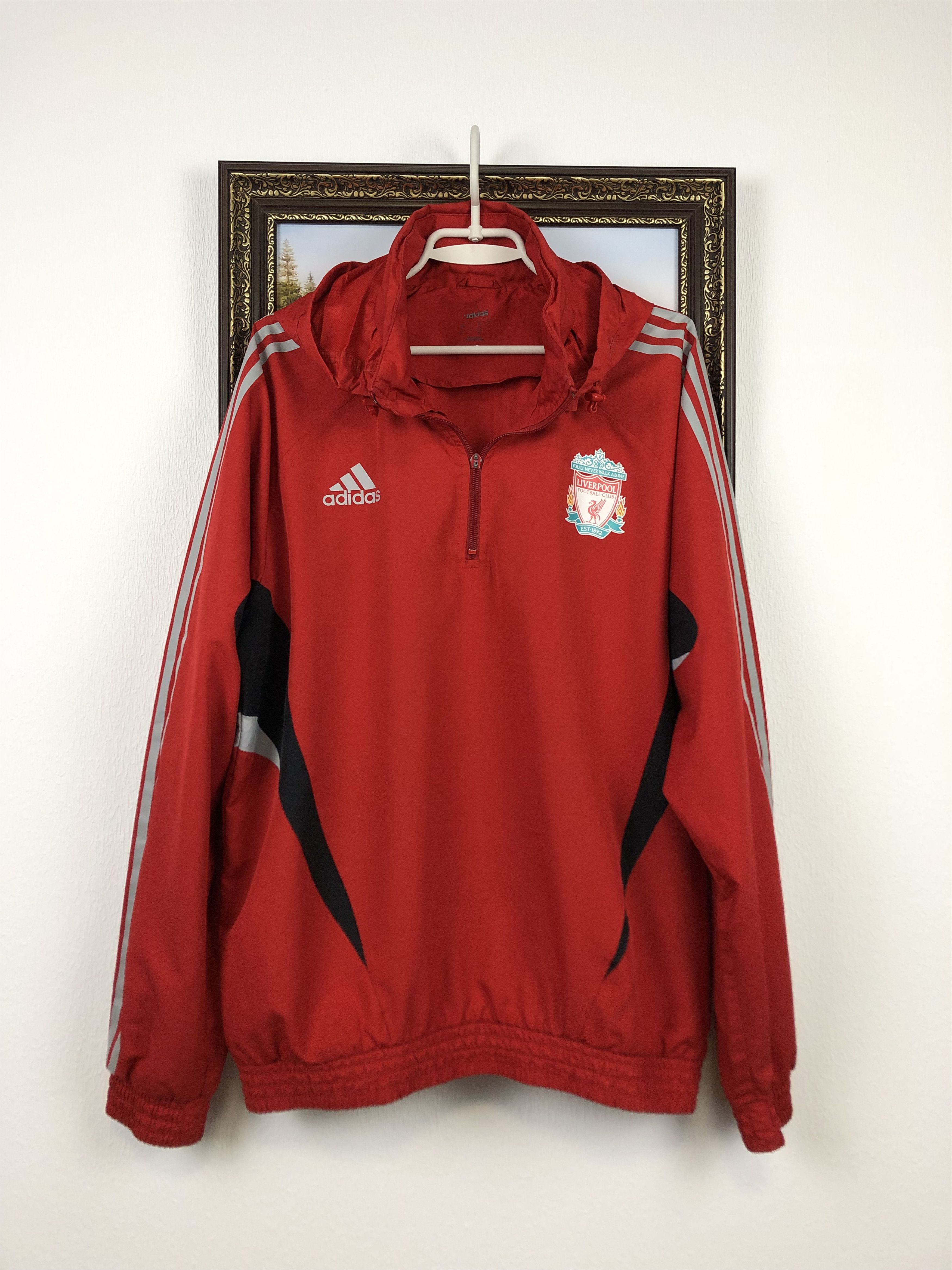 Adidas Vintage Liverpool Football Jacket Sweatshirt Hooded Soccer Size US L / EU 52-54 / 3 - 1 Thumbnail