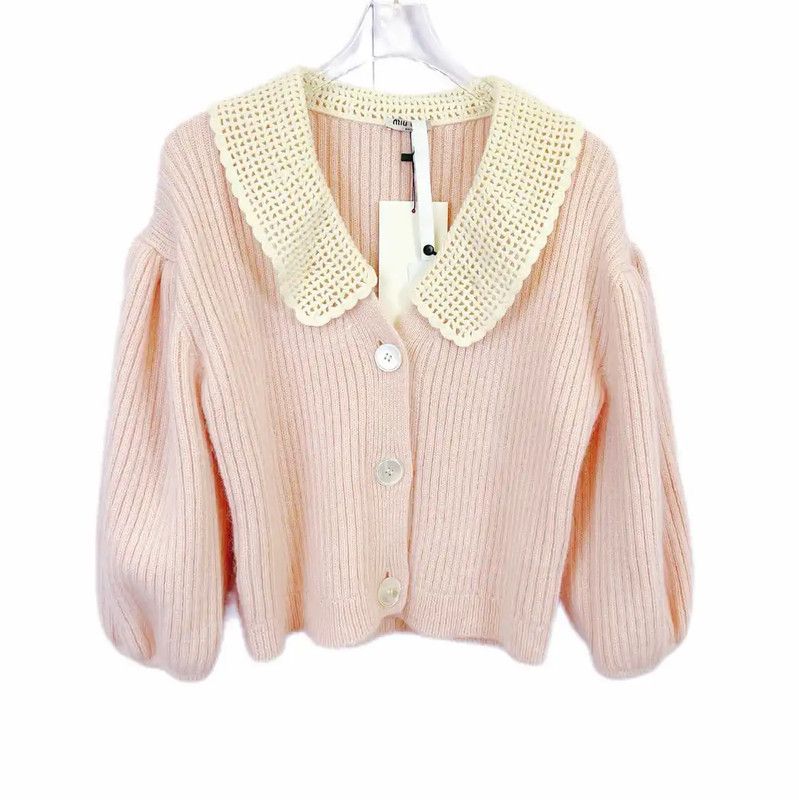 Miu Miu Miu Miu Pink Cotton Long Sleeve Sweater 0089 Size M / US 6-8 / IT 42-44 - 1 Thumbnail