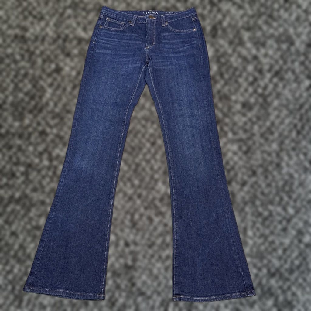 Spanx Spanx Jeans Womens 29 Slim Bootcut Mid Rise Stretch Denim Dark Blue 5-Pocket City 30.5 Inseam Size 29" - 1 Thumbnail