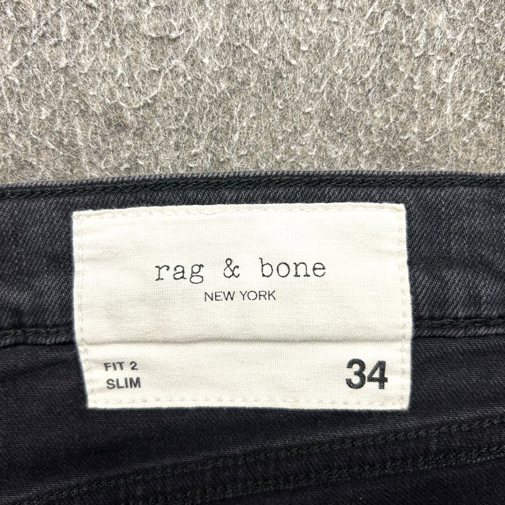 Rag & Bone Rag & Bone Jeans Slim Fit Dark Wash Black 34x34 Denim Cotton Stretch 5-Pocket Mens Slim Inseam 34 Button Fly Regular Fit 2 Size US 34 / EU 50 - 3 Thumbnail