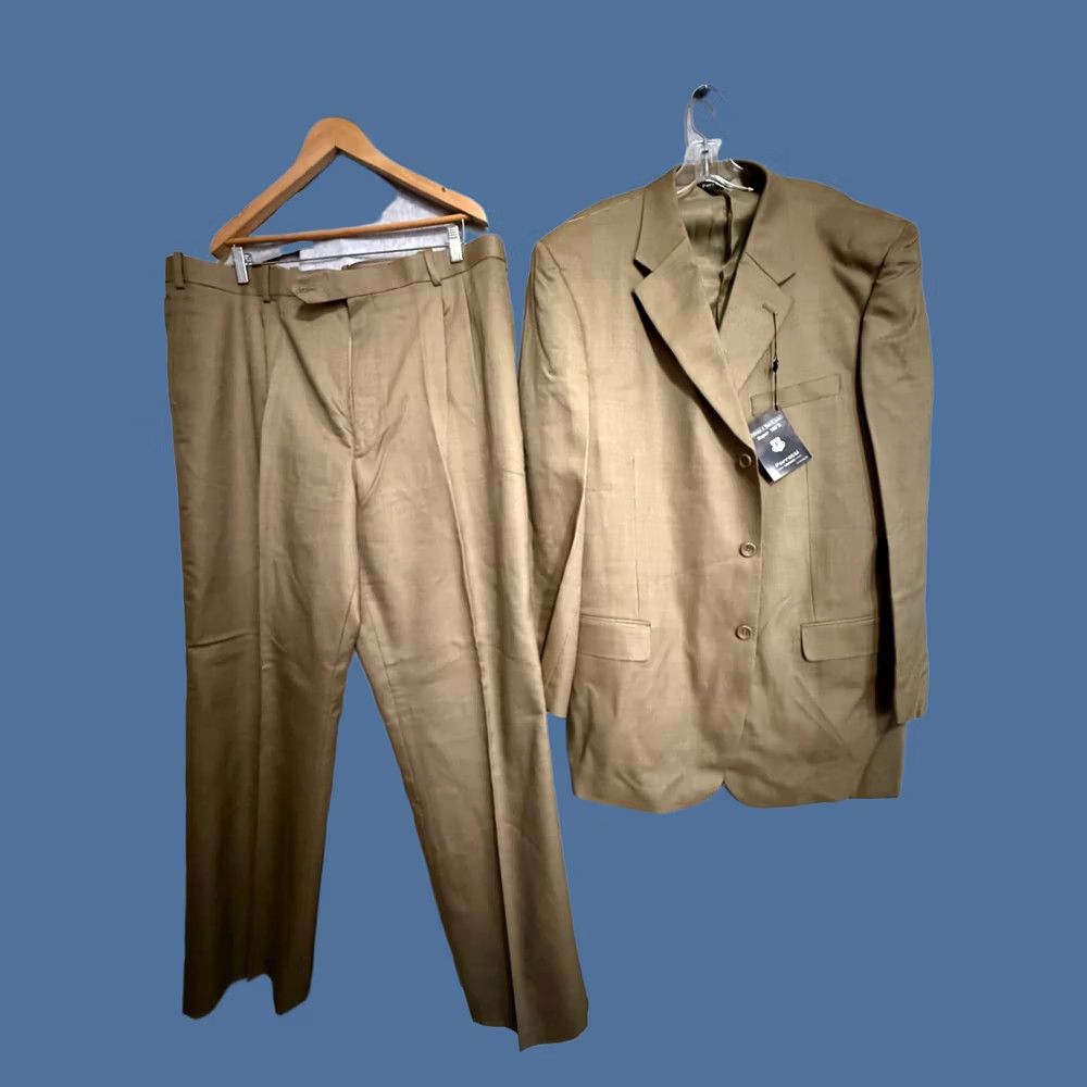 Vintage Ferretti Uomo Suit Men's Italian Gold Merino Wool 46 R Jacket 43L Pants NWT Size 46R - 1 Thumbnail