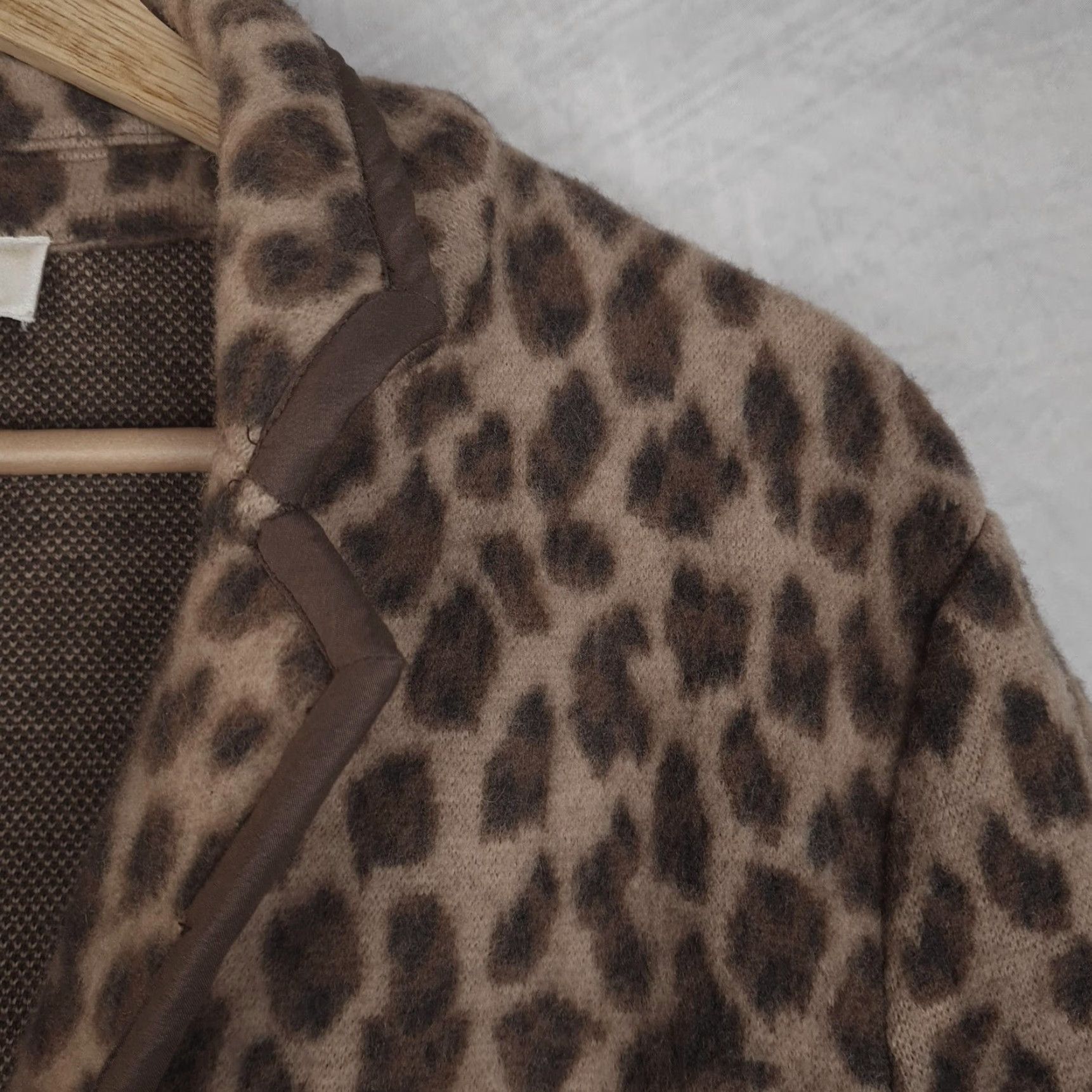 Talbots Talbots Blazer Women's Large Brown Leopard Print 100% Merino Wool Jacket Tailored Size L / US 10 / IT 46 - 3 Thumbnail