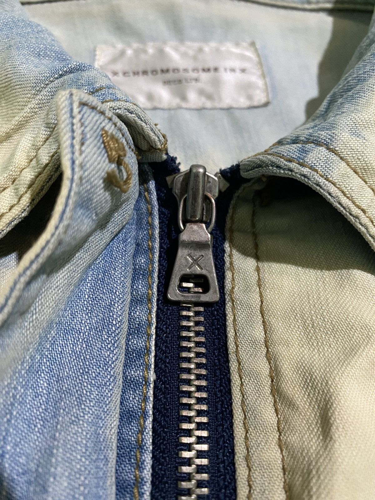 Le Grande Bleu (L.G.B.) X CHROMOSOME IN X ZIP DENIM JACKET BLUE WASH FADED Size ONE SIZE - 4 Thumbnail