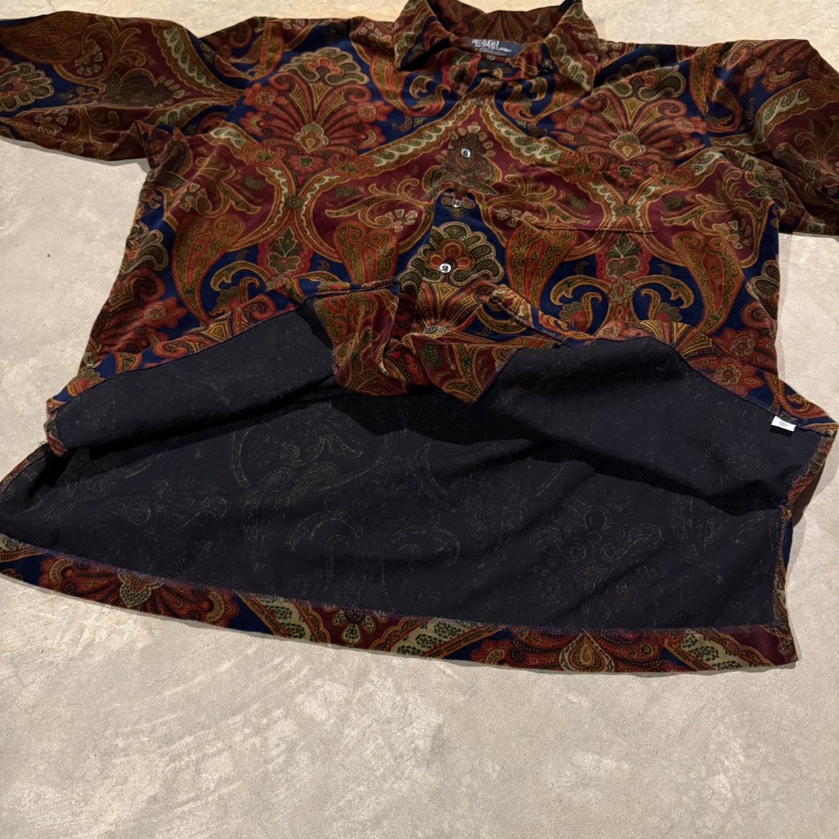 Polo Ralph Lauren Vtg 1990s Polo Ralph Lauren Velvet Paisley Button Up Shirt Size US L / EU 52-54 / 3 - 8 Thumbnail