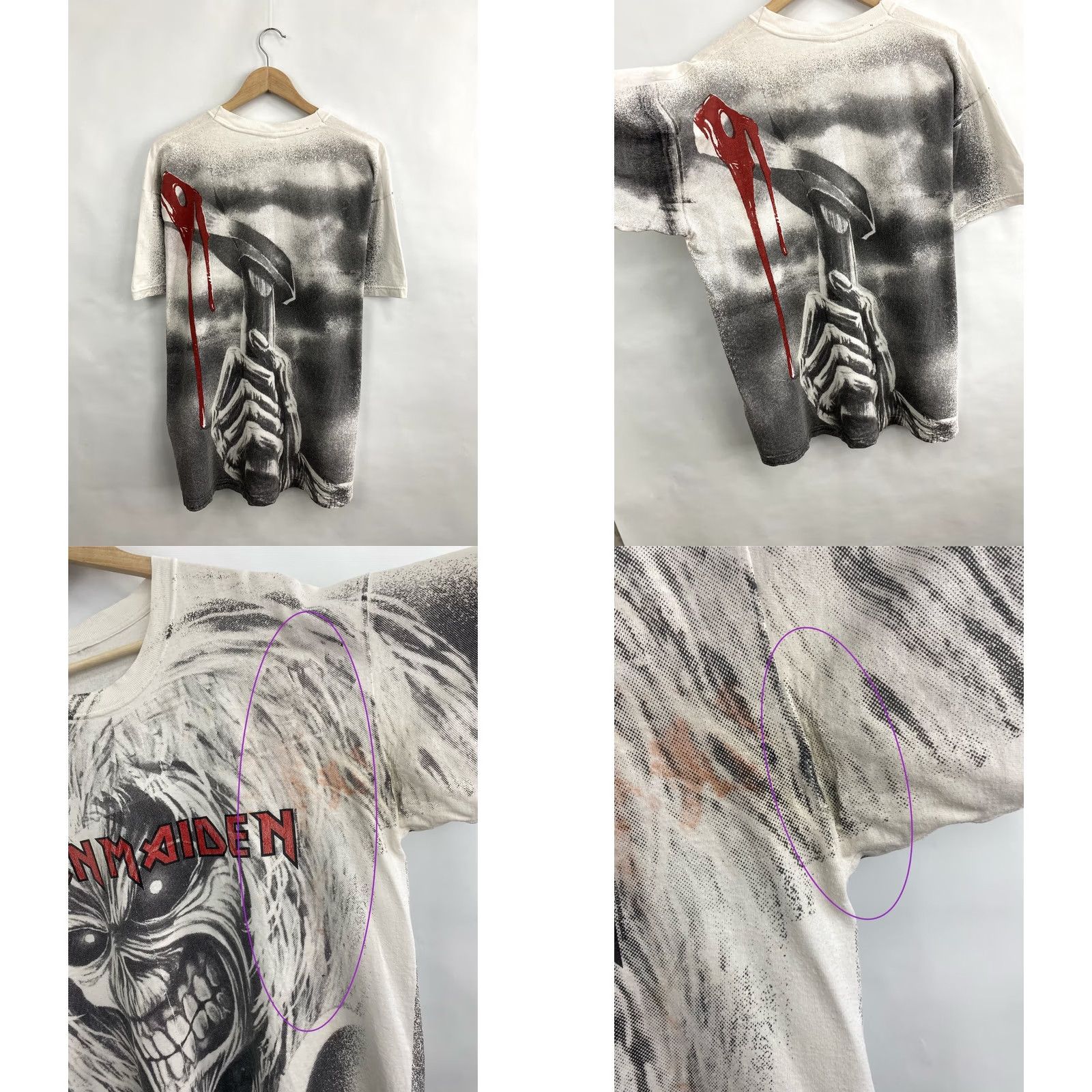 Gildan VINTAGE Iron Maiden Rock Band T-Shirt XL White Mens 90s rare retro hype Size US XL / EU 56 / 4 - 8 Thumbnail