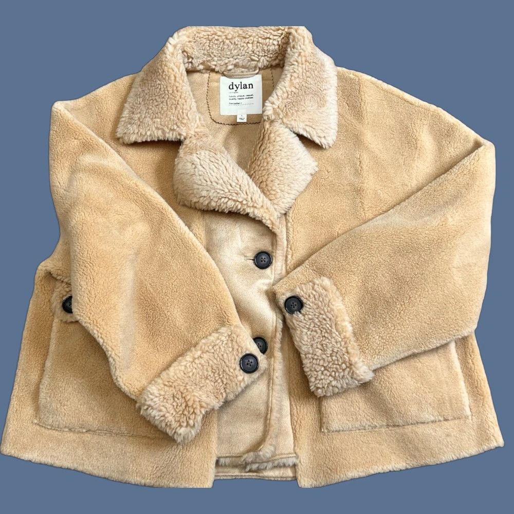 Vintage Dylan Coat Jacket Overcoat Women L Beige Polyester Faux Wool 26” 24” 20.5” Fall Winter Spring Vintage? No Size L / US 10 / IT 46 - 1 Thumbnail