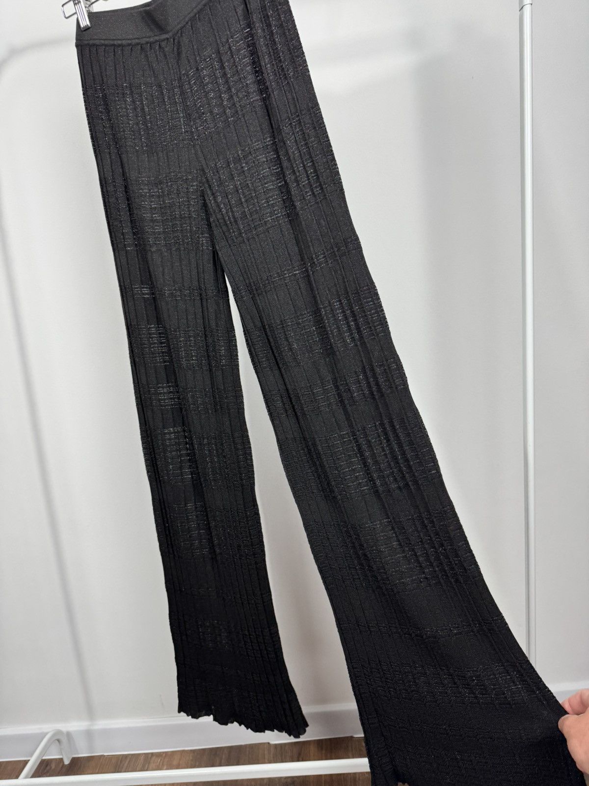 Other Falconeri Black Pleated Wide Leg Pants Shiny Knit Trousers S Size 28" / US 6 / IT 42 - 6 Thumbnail