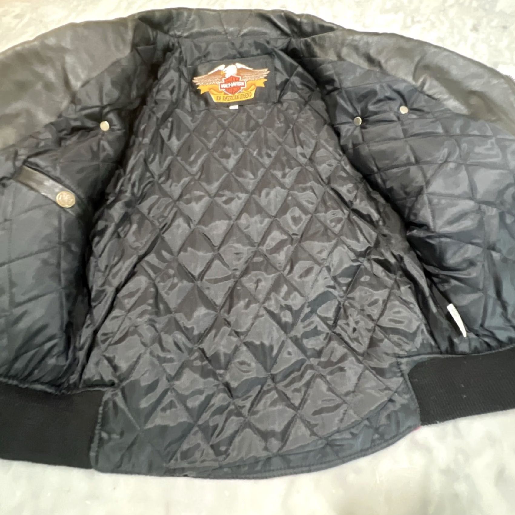 Harley Davidson Vintage Harley Davidson Jacket Womens Small Moto Black Red Gold Embroidery Wool Size S / US 4 / IT 40 - 7 Thumbnail