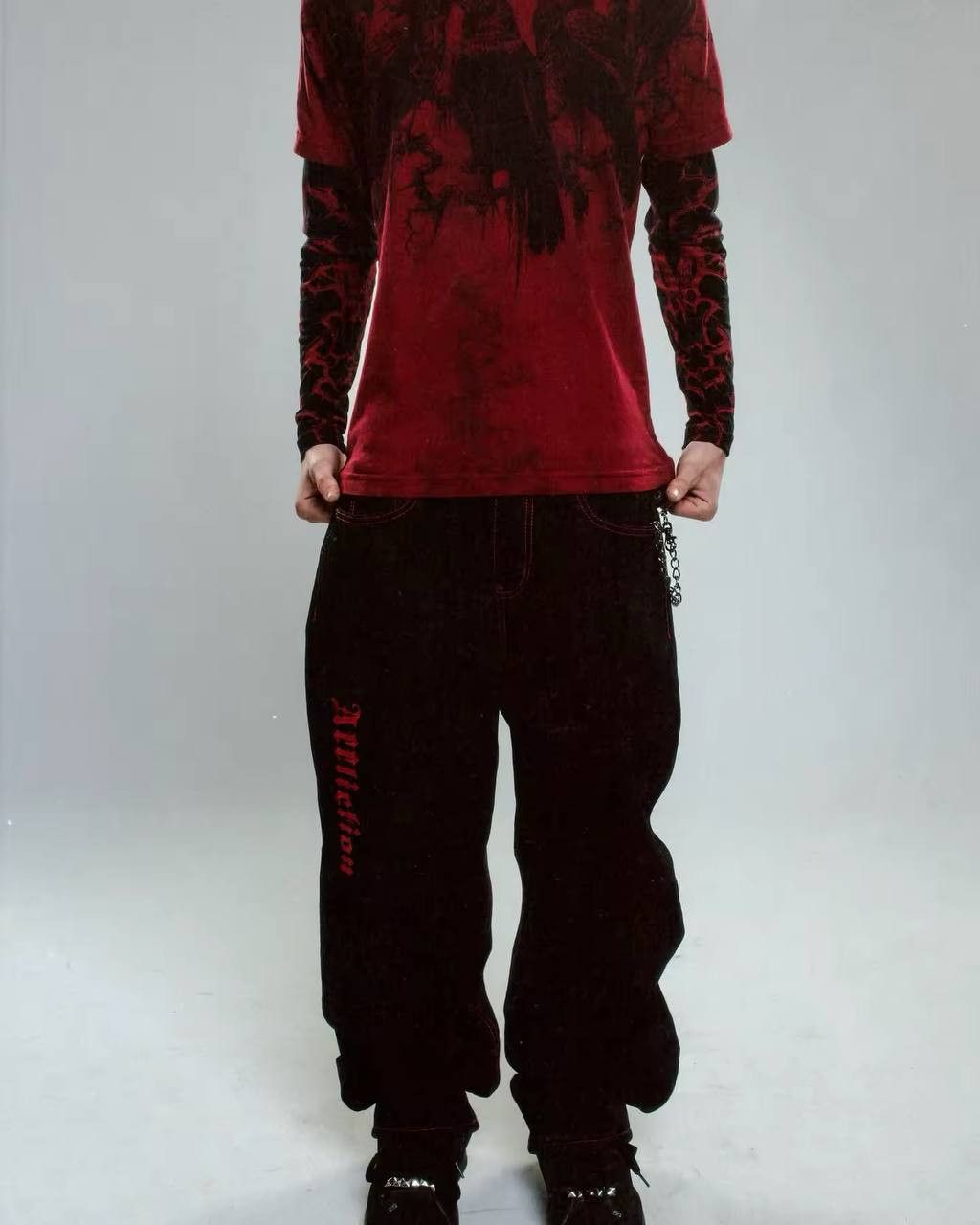 Japanese Brand × Vintage gothic retro printed jeans Size US 35 - 6 Thumbnail
