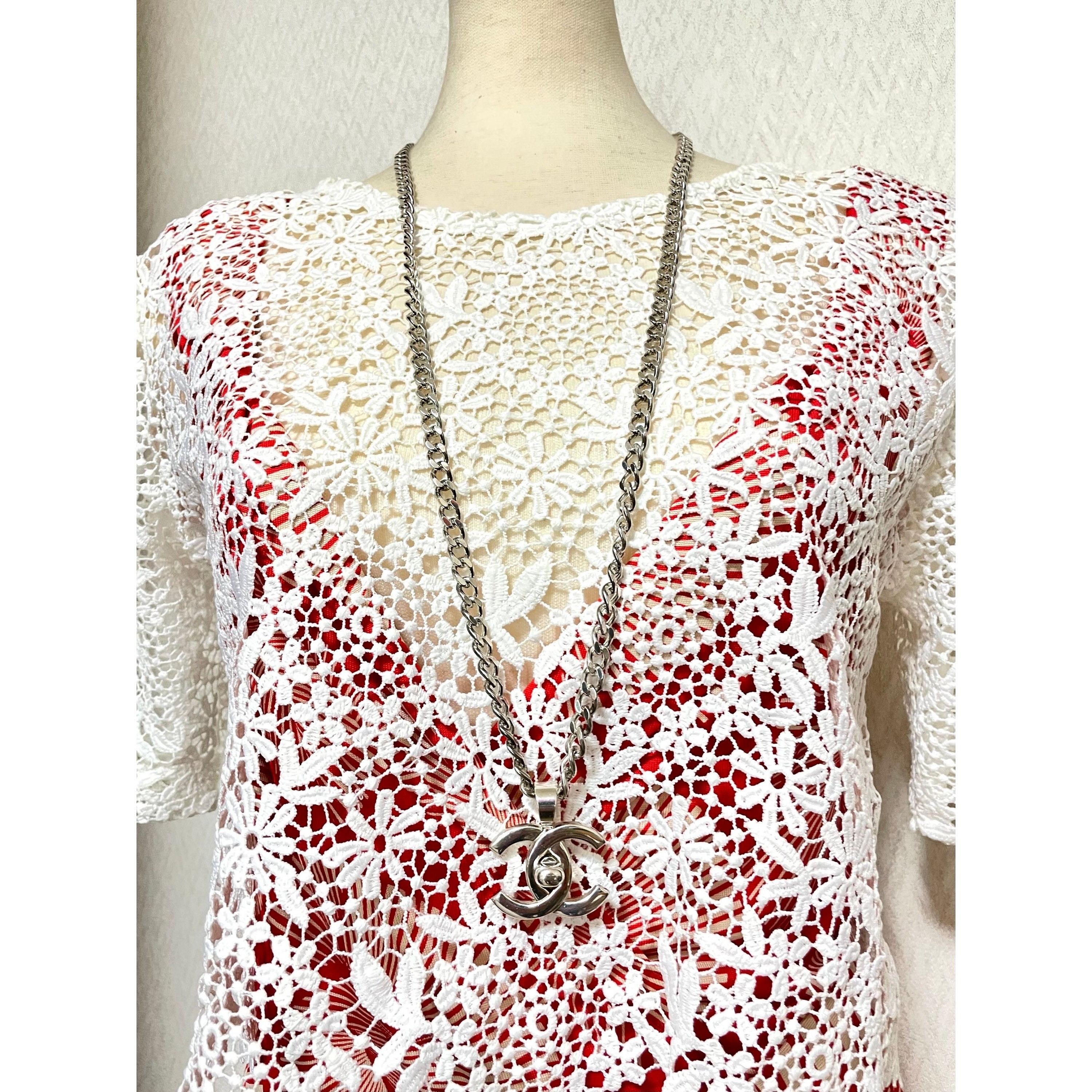 Chanel Vintage Chanel turn lock CC silver chain necklace. Size ONE SIZE - 8 Thumbnail