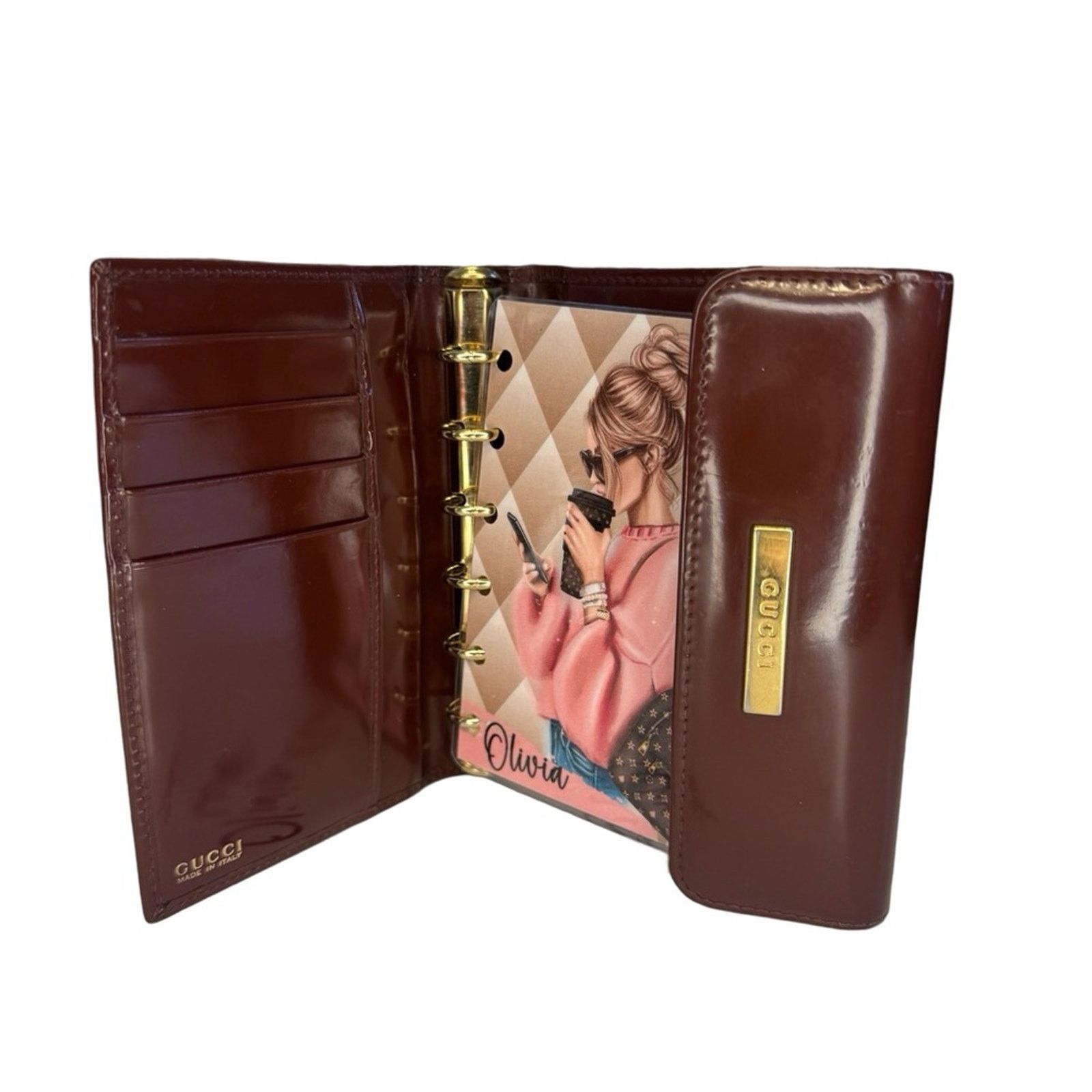 Gucci Gucci Mini Agenda Planner/Wallet GUC Red Burgundy Leather Size ONE SIZE - 1 Thumbnail