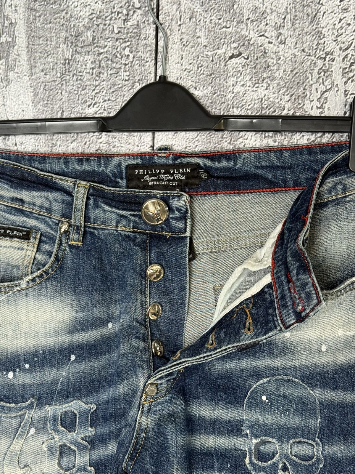 Philipp Plein Philipp Plein Jeans Skull Crossbones Distressed Denim Pants Size US 32 / EU 48 - 10 Thumbnail