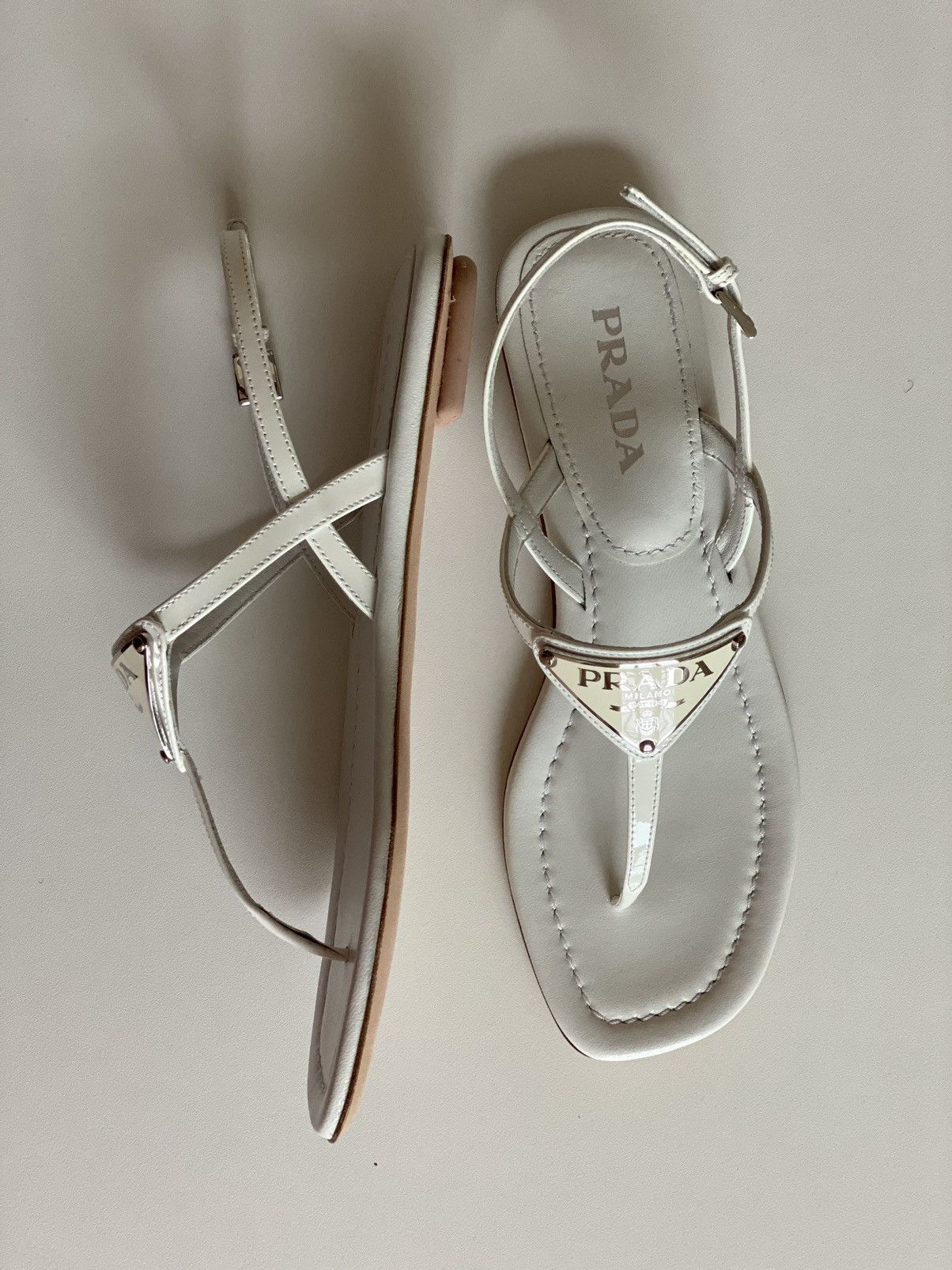 Prada Prada Leather Thong Sandals Size US 6 / IT 36 - 1 Thumbnail
