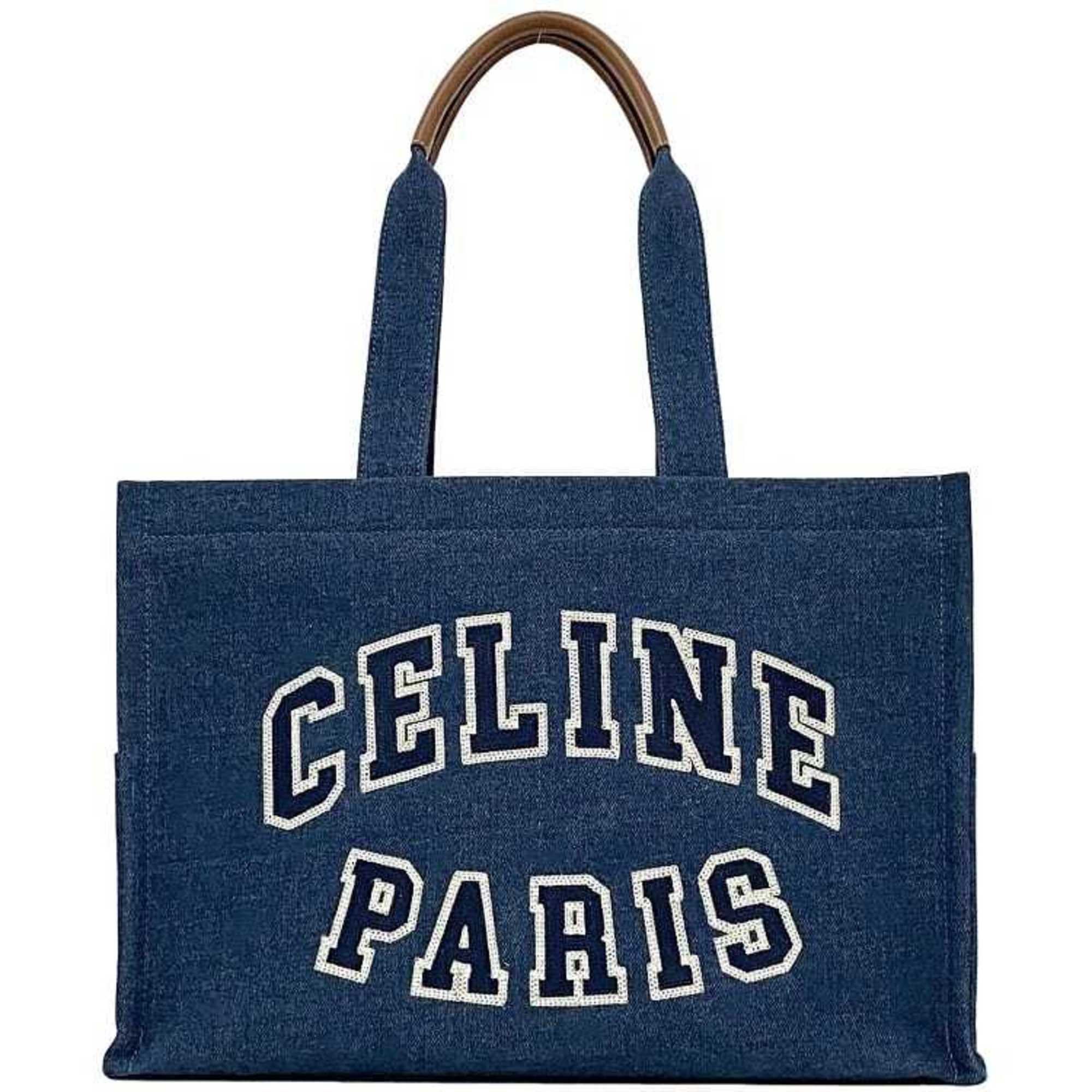 Celine Tote Bag Large Cabas F-22494 Blue Denim Leather H-IP-9796