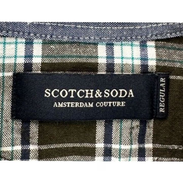 Scotch & Soda Scotch & Soda Flannel Shirt Mens Medium Olive Green Plaid Button-Down Long Sleeve Size US M / EU 48-50 / 2 - 5 Thumbnail