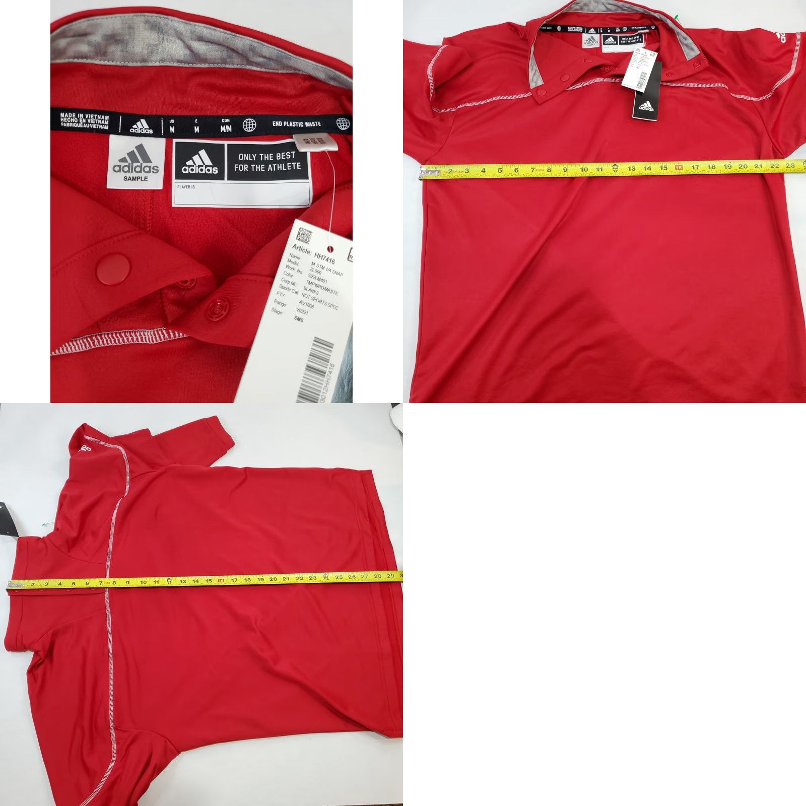 Adidas adidas Men's M Medium Long Sleeve 1/4 Snap Pullover HH7416 Red with Grey Trim Size US M / EU 48-50 / 2 - 8 Thumbnail