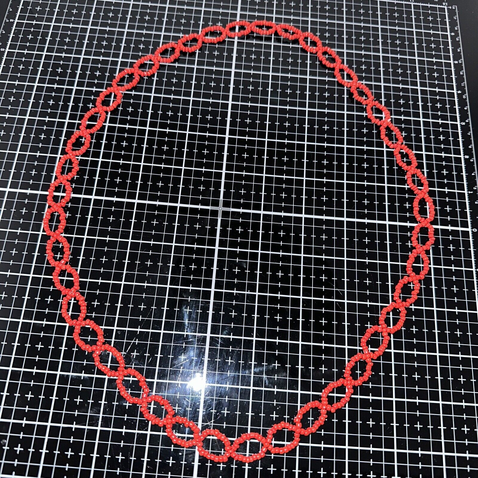 Homemade Red Infinity Figure 8 Handmade Seed Bead Necklace 14 Inch Size ONE SIZE - 5 Thumbnail
