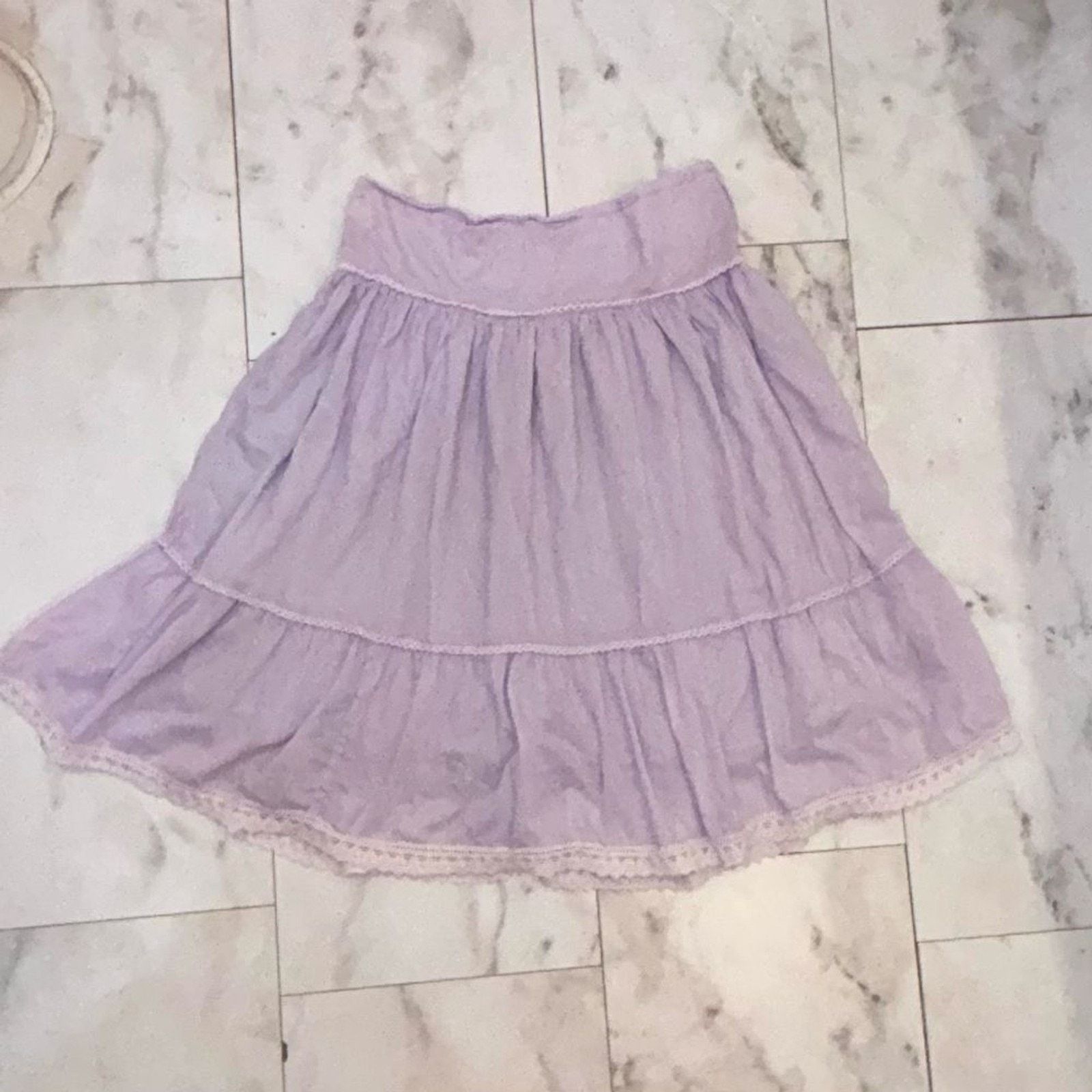 Anthropologie Venus Lilac Ruffle Midi Skirt L | Y2K Coquette Vibe Size 36" / US 14 / IT 50 - 2 Thumbnail