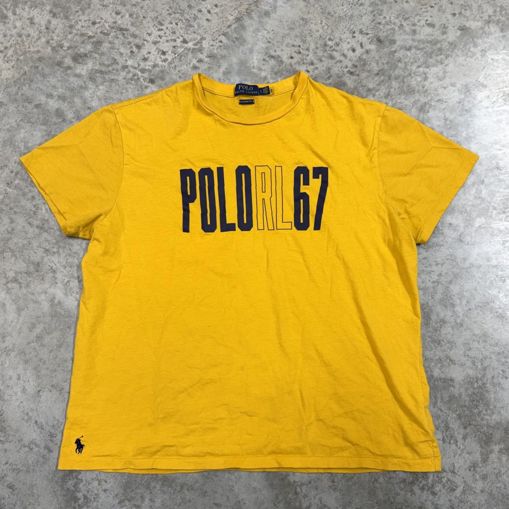 Polo Ralph Lauren Polo Ralph Lauren Shirt Mens Large Yellow RL67 Logo Graphic Tee Classic Fit Size US L / EU 52-54 / 3 - 2 Thumbnail