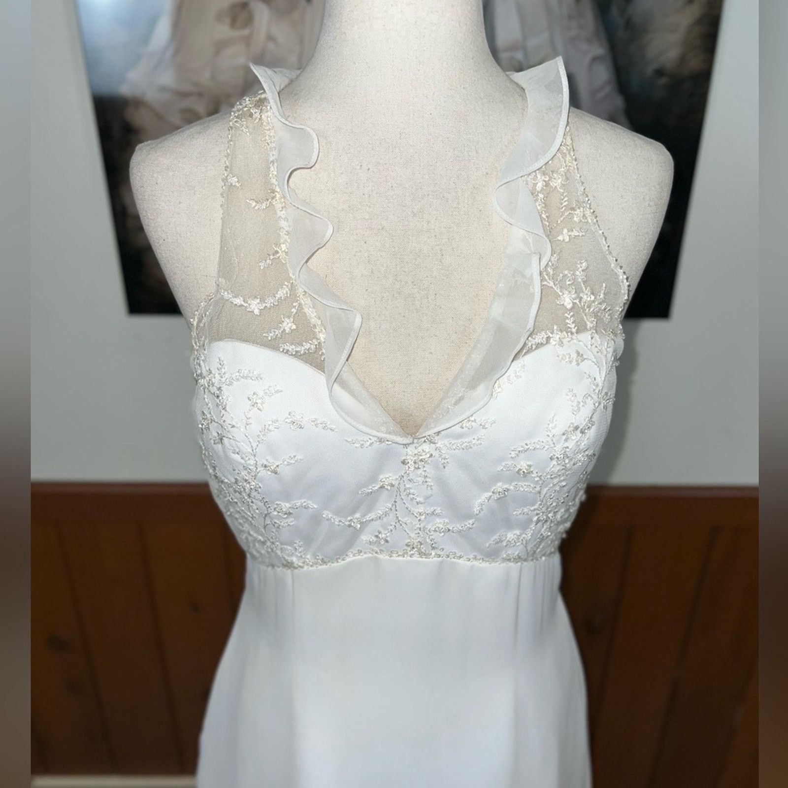 Vintage Vintage 90s Bridal Originals Ruffle Halter Wedding Gown! Size M / US 6-8 / IT 42-44 - 3 Thumbnail