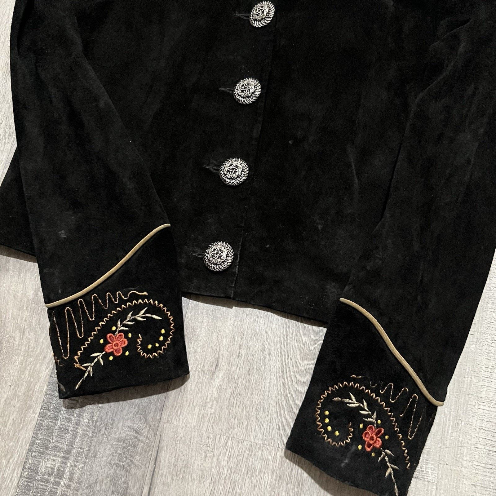 Scully Leather Scully Western Jacket Womens Black Suede Cropped Floral 8 Size M / US 6-8 / IT 42-44 - 4 Thumbnail