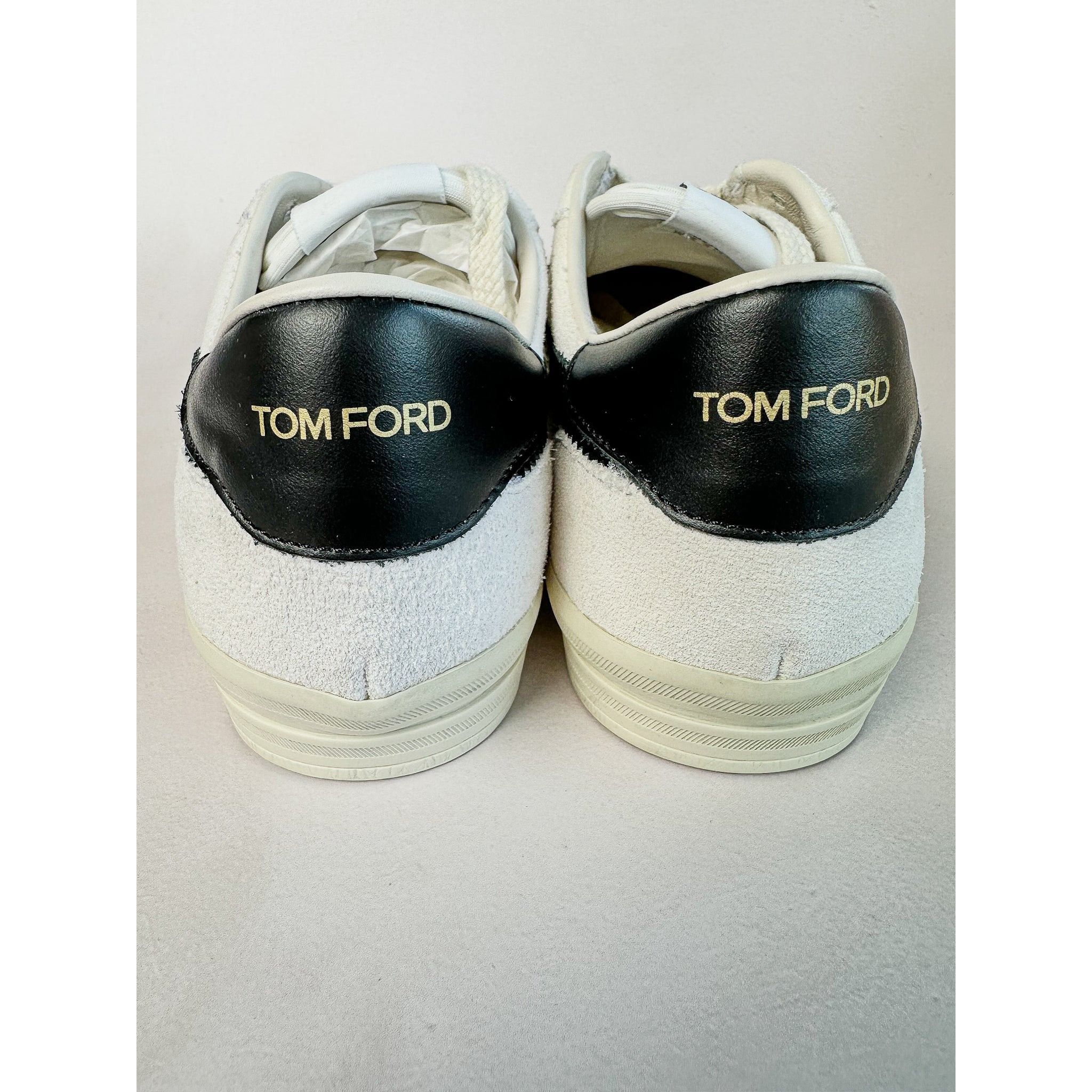 Tom Ford Tom Ford White Cambridge Suede Low Top Sneakers Size US 7 / IT 37 - 8 Thumbnail