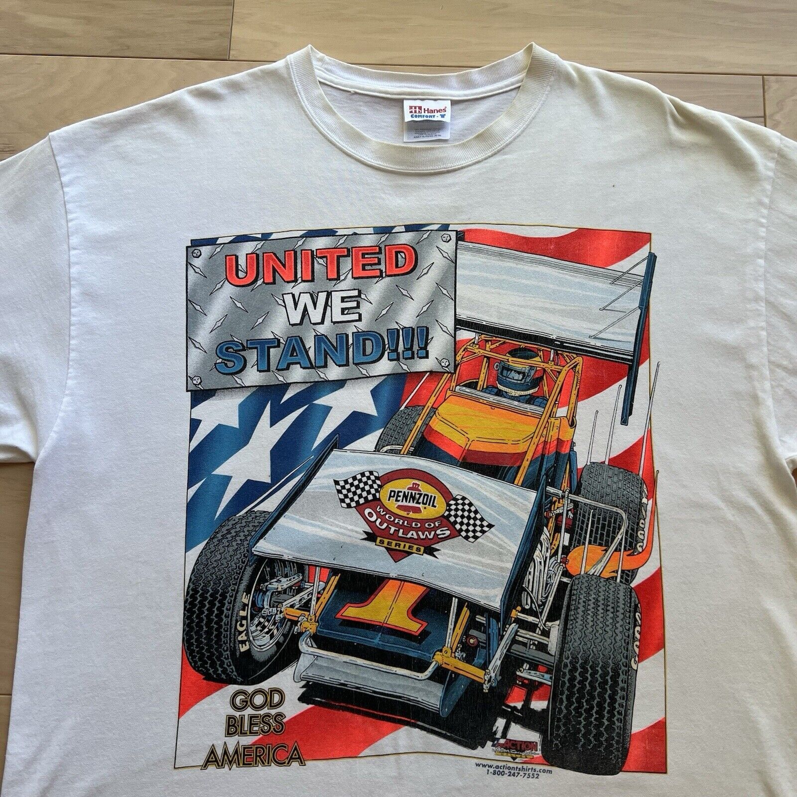 Vintage Vintage Outlaws Racing Shirt XL White 90s Pennzoil Eagle Size US XL / EU 56 / 4 - 3 Thumbnail