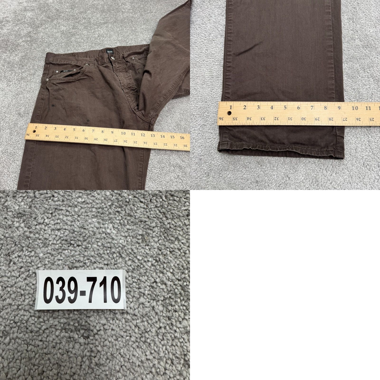 Hugo Boss HUGO BOSS Jeans Mens 36x34 Brown Cotton Denim Straight Leg Button Fly 5-Pocket Regular Size US 36 / EU 52 - 10 Thumbnail