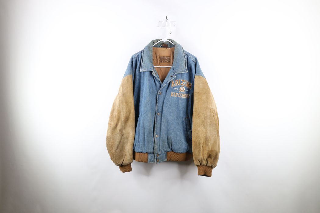 Vintage Vintage 90s Arizona Jean Co Leather Denim Bomber Jacket