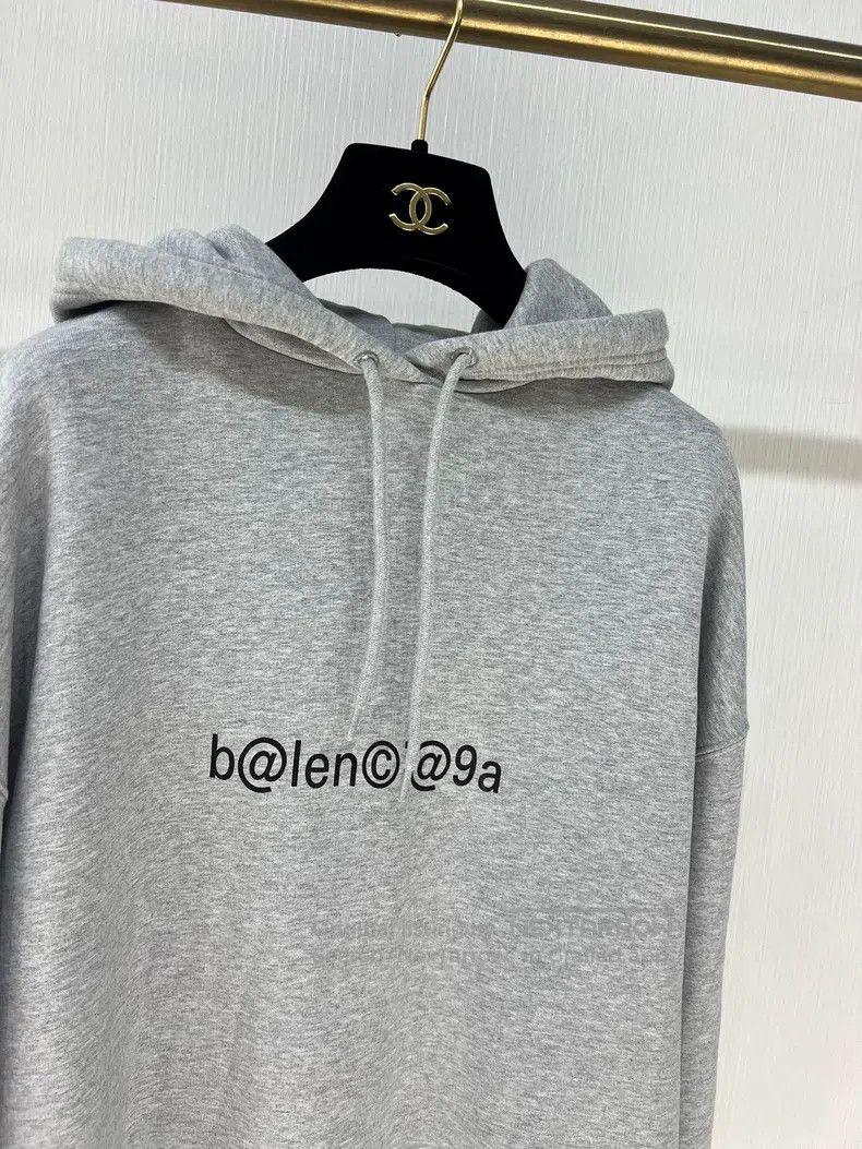 Balenciaga Balenciaga Gray Letter Print Hooded Sweatshirt Size US L / EU 52-54 / 3 - 3 Thumbnail