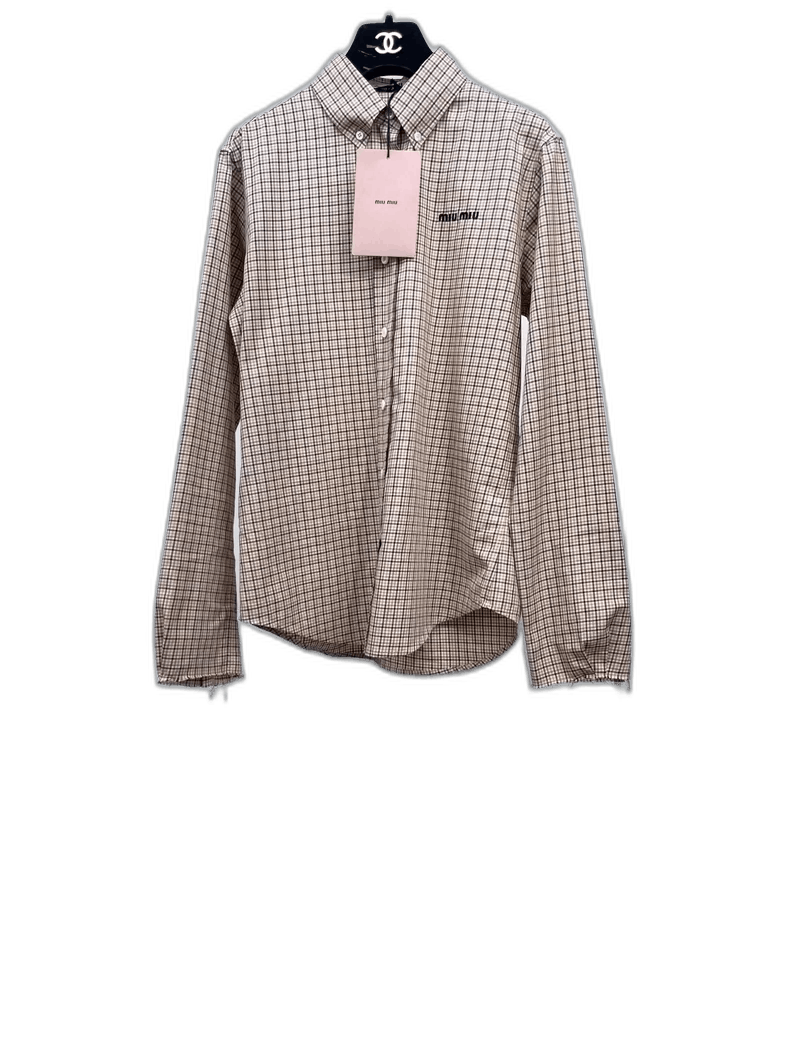 Prada Miu Miu Checkered Long Sleeve Shirt Size S / US 4 / IT 40 - 1 Thumbnail