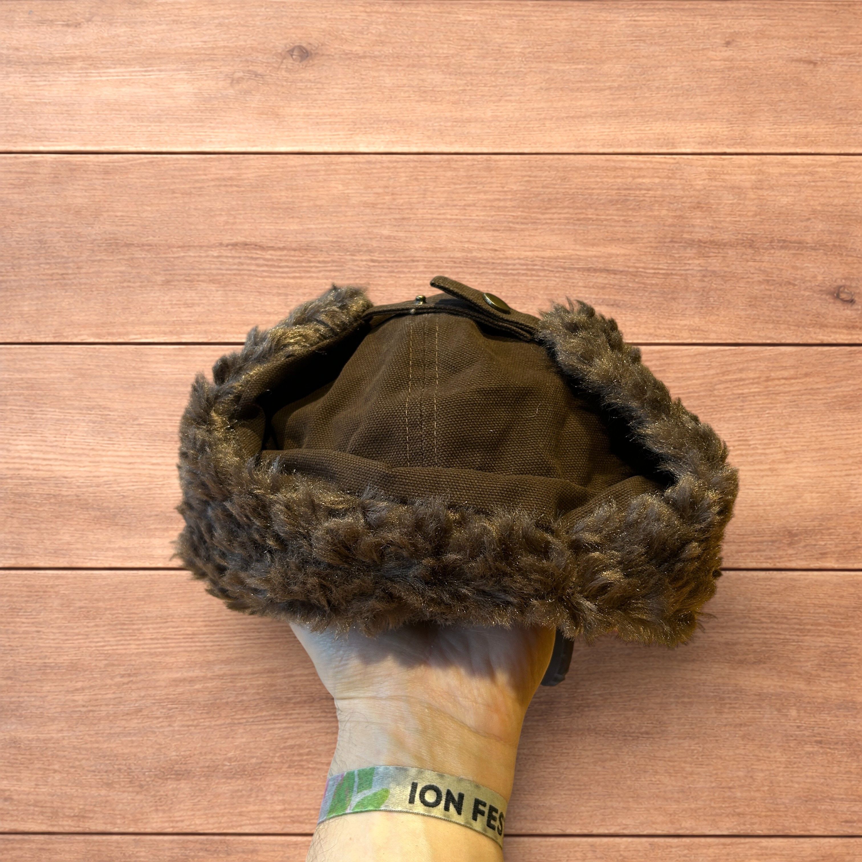 Japanese Brand Vintage style trapper Russian ear flap hat in brown colour. Size ONE SIZE - 6 Thumbnail