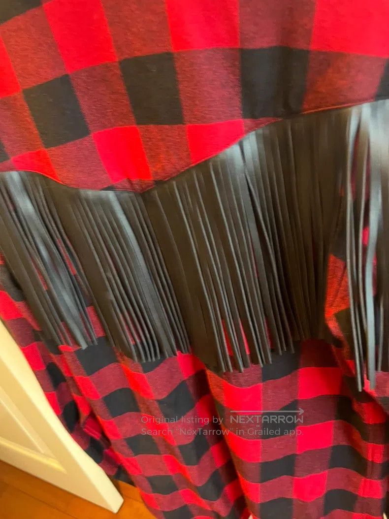 Valentino Valentino Black and red plaid sheepskin fringed wool shirt Size US M / EU 48-50 / 2 - 9 Thumbnail