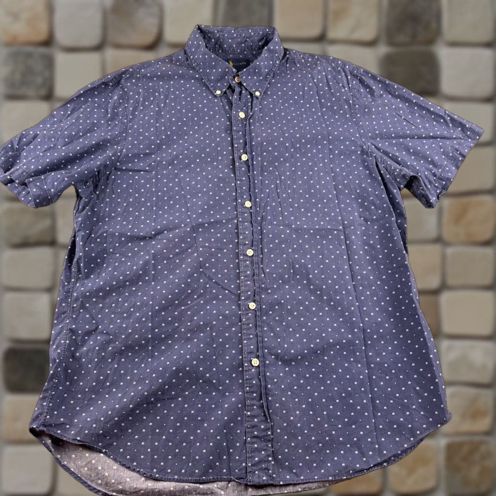 Ralph Lauren Ralph Lauren Button-Up Shirt Mens XL Blue Slim Fit Geometric Short Sleeve Cotton Size US XL / EU 56 / 4 - 1 Thumbnail